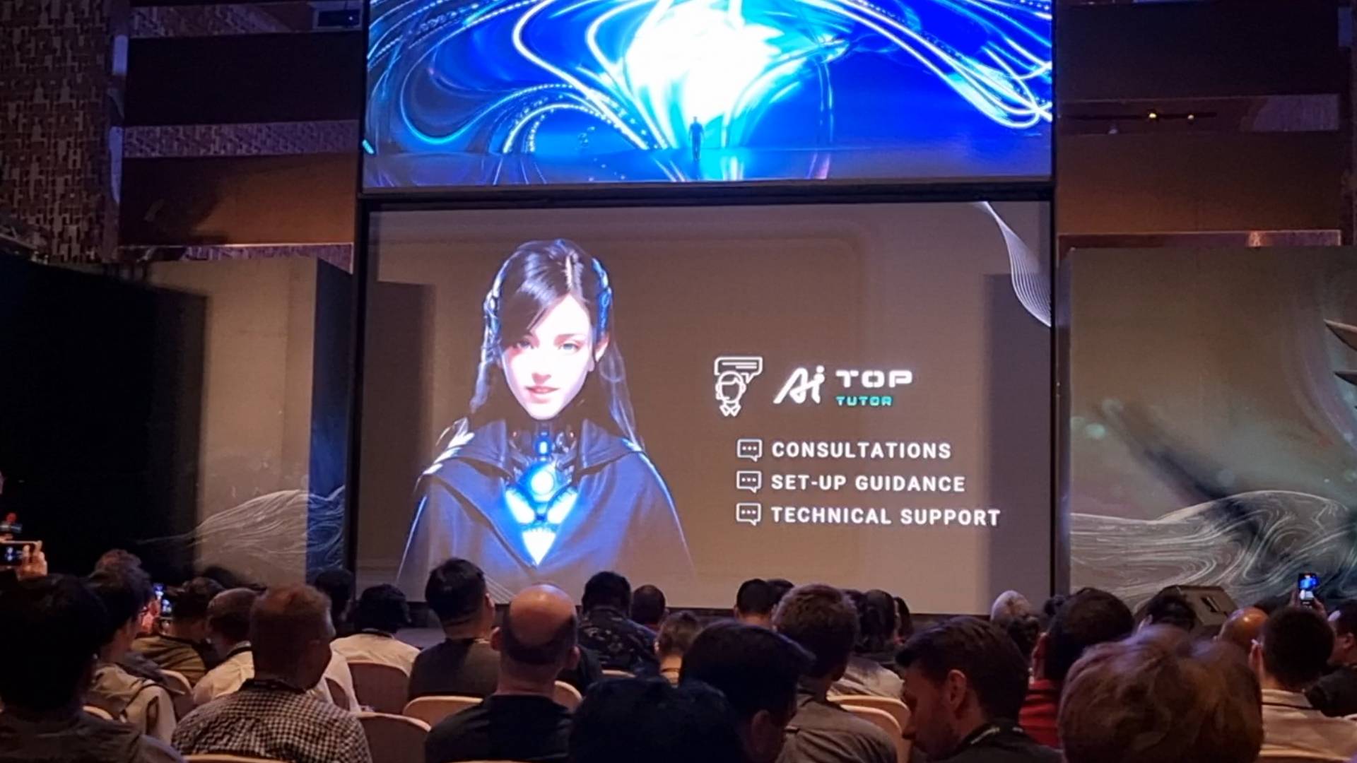 A screen at Computex 2024 showing a Gigabyte AI assistant