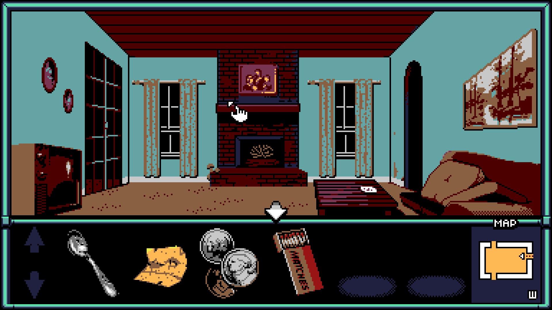 point and click adventure view of a living room
