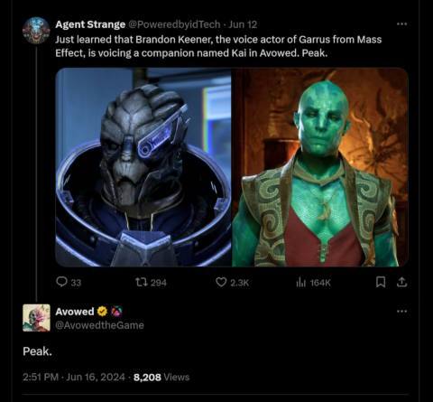 The voice of Mass Effect’s sexy bird man Garrus will be the voice of Avowed’s sexy fish man Kai