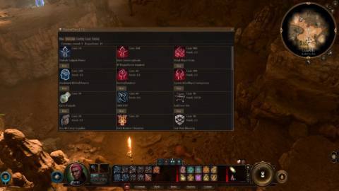 A screen showing the items available for purchase in the Baldur's Gate 3 roguelike mod, Trials of Tav.