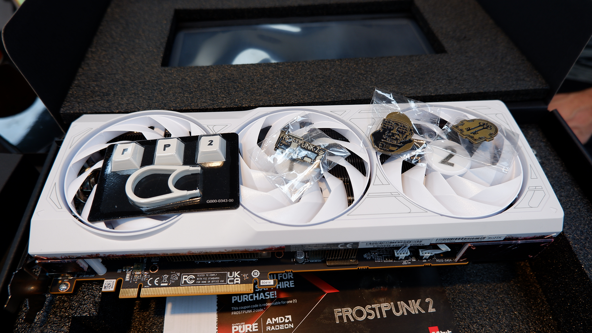A Frostpunk 2 themed graphics card from Sapphire.