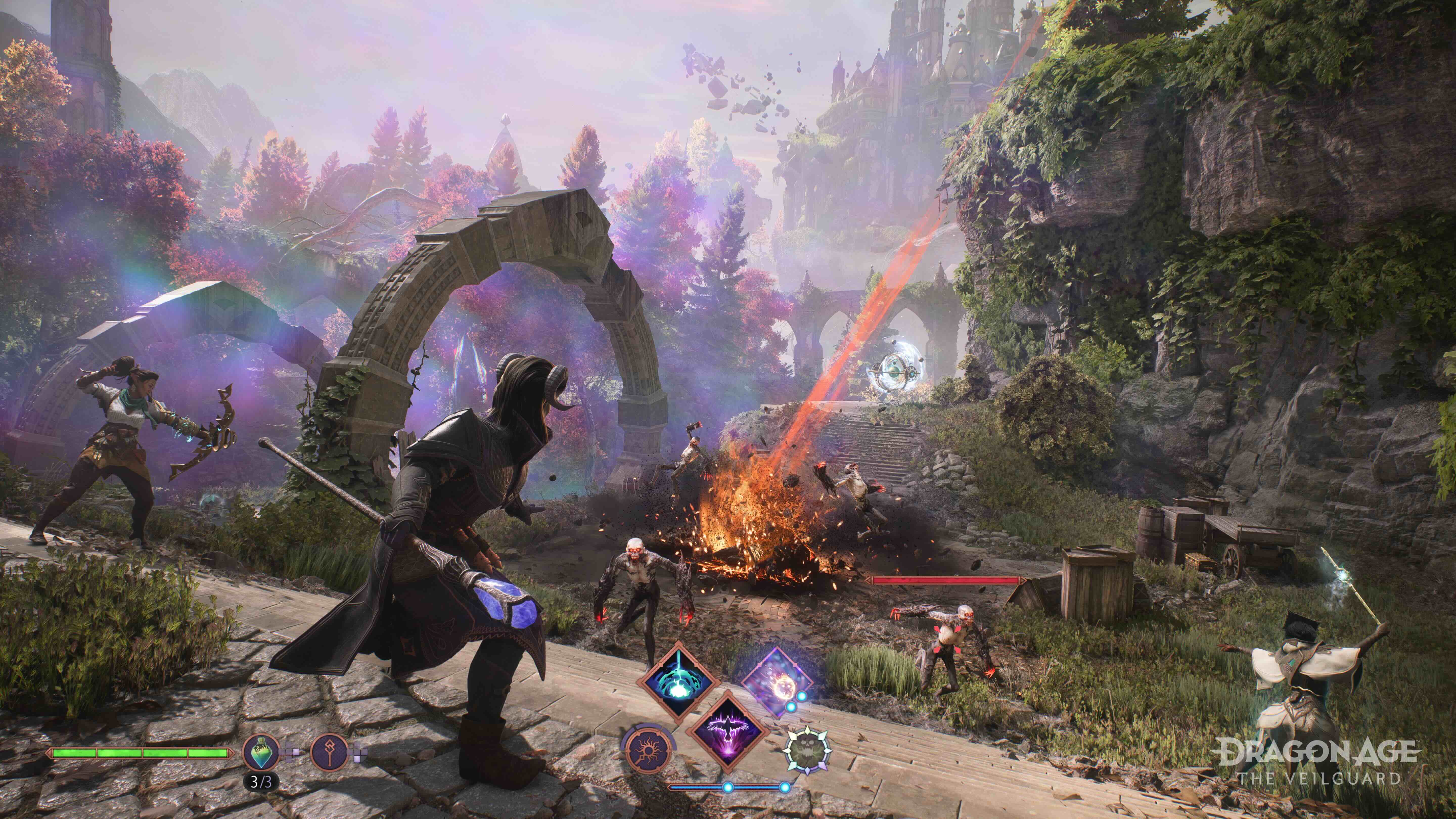 Combat in a wide open area in Dragon Age: The Veilguard.