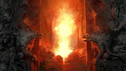 Concept art depicting the gates of Hell in Diablo 4