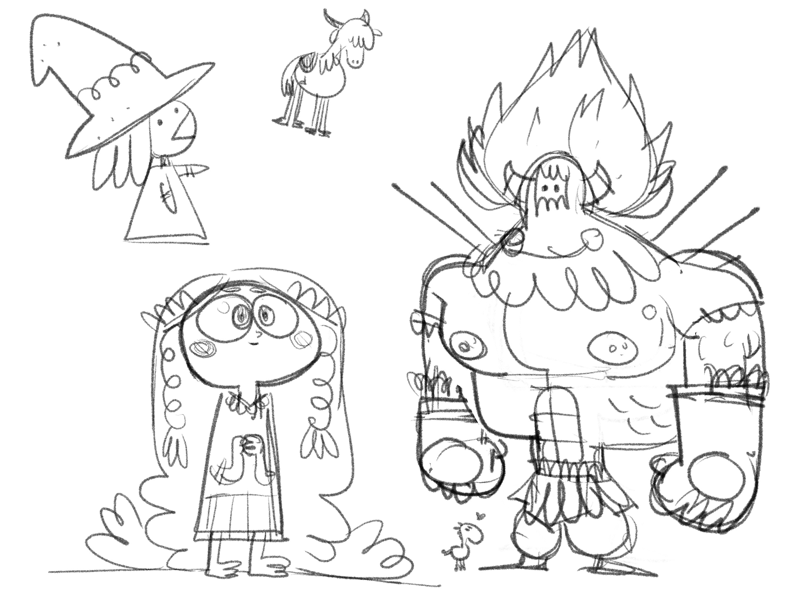 Sketches of characters from Elden Ring Shadow of the Erdtree in a cartoony style