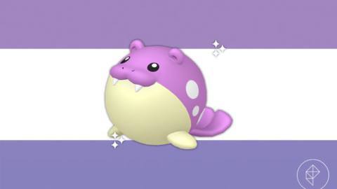 Shiny Spheal on a purple gradient background