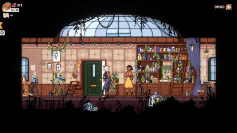 Magical Delicacy - Flora stands in an herbalist shop filled with plants and a domed glass roof