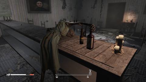 A skeleton clutches a bottle of cider in Fallout: London.