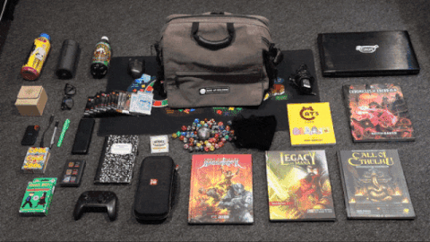 A Gif showing the amount of stuff that can be organized into the Rollacrit Bag of Holding