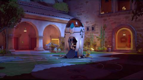 A screenshot of the landing pod in the attacking team’s lobby on the map Dorado in Overwatch 2