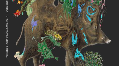 The cover for the 10th anniversary edition of Annihilation by Jeff VanderMeer, featuring a strange deer-pig creature with all manner of flora growing over it.