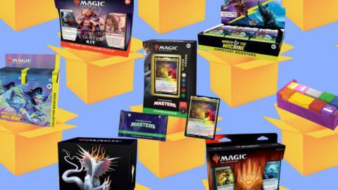 A compilation of various Magic: The Gathering products on sale for Amazon Prime Day 2024