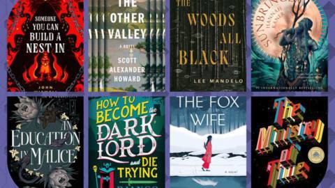 A collage image of book covers featured in this piece, set against a purple background.