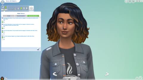 The Sims 4 - Romantic Boundaries menu expanded under the 