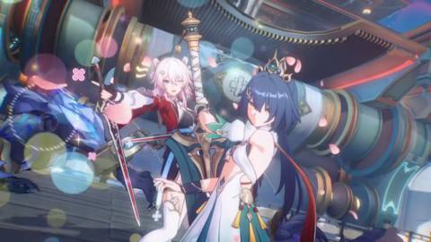 Yunli and March 7th pose together in Honkai: Star Rail