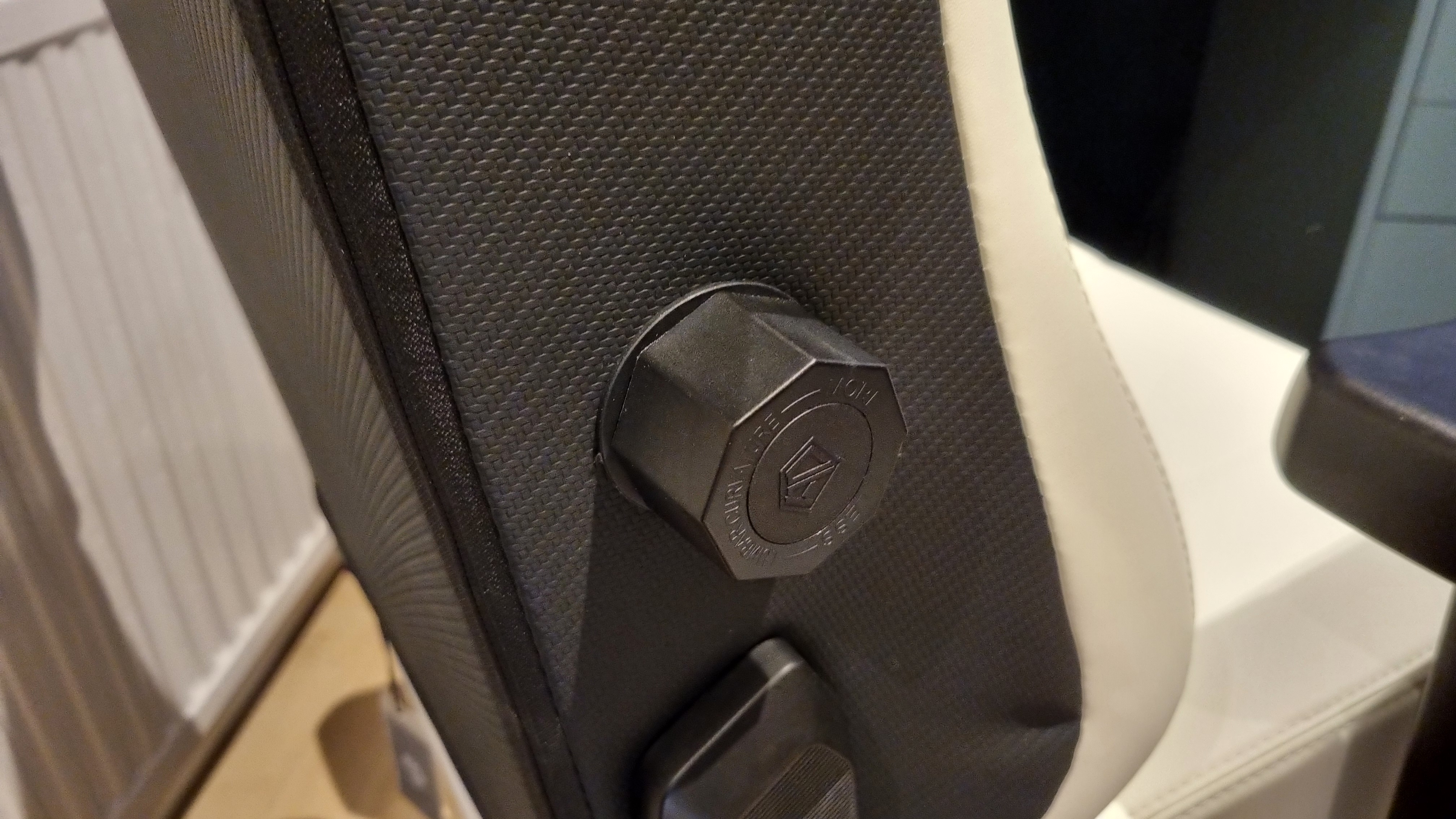 The side lumbar adjustment control on the AndaSeat Kaiser 4 XL