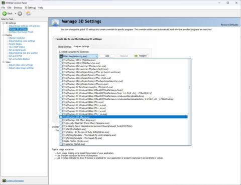 Final Fantasy 16 Nvidia driver control panel