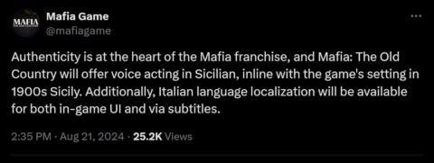 Mafia: The Old Country studio clarifies lack of Italian voice acting, says they’re doing it in Sicilian for that real Mafioso ‘authenticity’