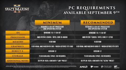 Warhammer 40,000: Space Marine 2 PC system requirements