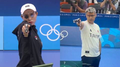We need Olympic star shooters Yusuf Dikec and Kim Yeji in a video game