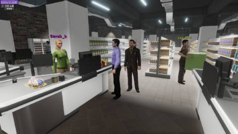 A small group of players stands in the middle of its Supermarket Together store. It’s a calm time, with people shopping normally.