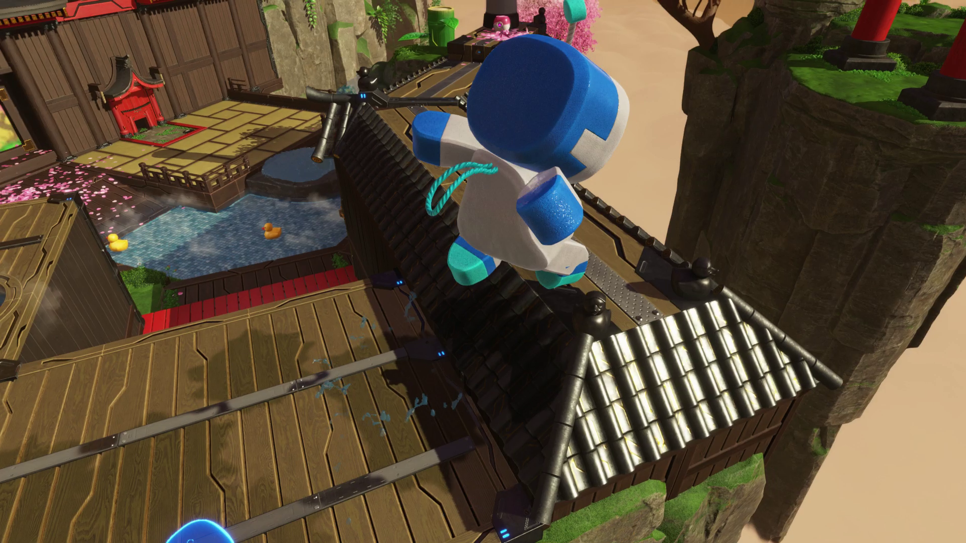 Astro searches for the hidden level in Bathhouse Battle in Astro Bot