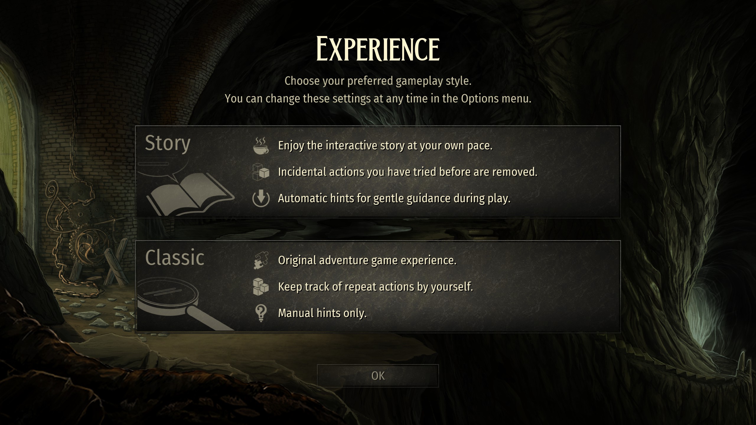 The difficulty options