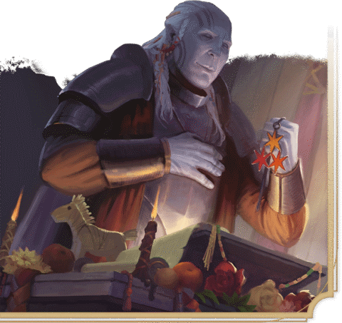 A Cleric uses some magical items to pray in D&D