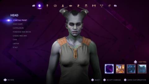 Dragon Age: The Veilguard - character creator lighting options