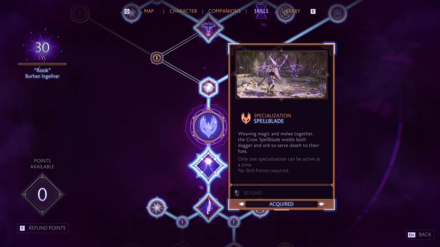 Examples of skill trees featured in the upcoming RPG Dragon Age: The Veilguard.