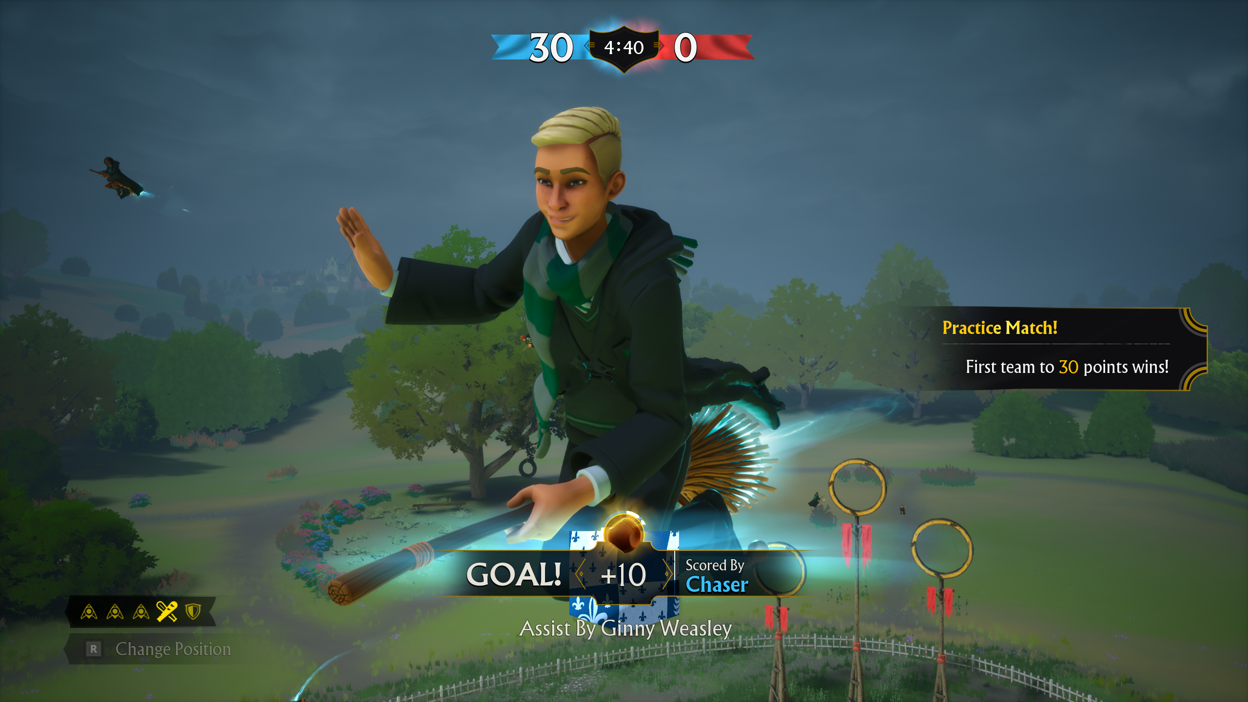 Harry Potter: Quidditch Champions screenshot showing a chaser on broomstick