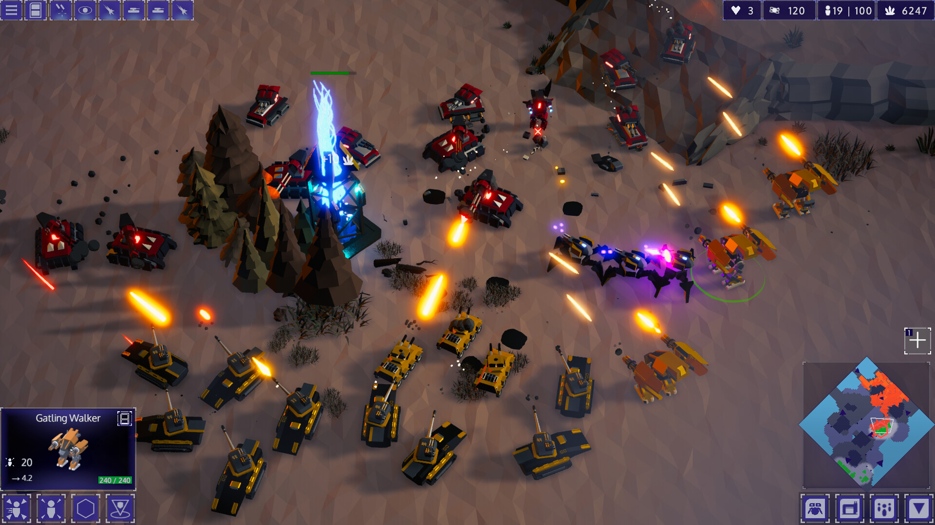 Screenshot from Rogue Command, a roguelike RTS.