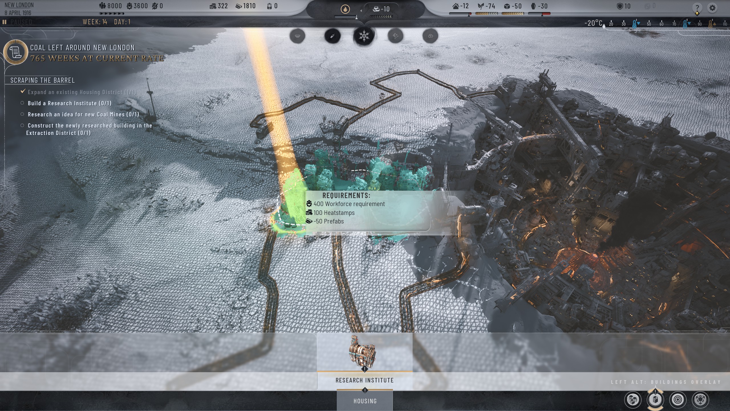 Frostpunk 2 Research Institute placement