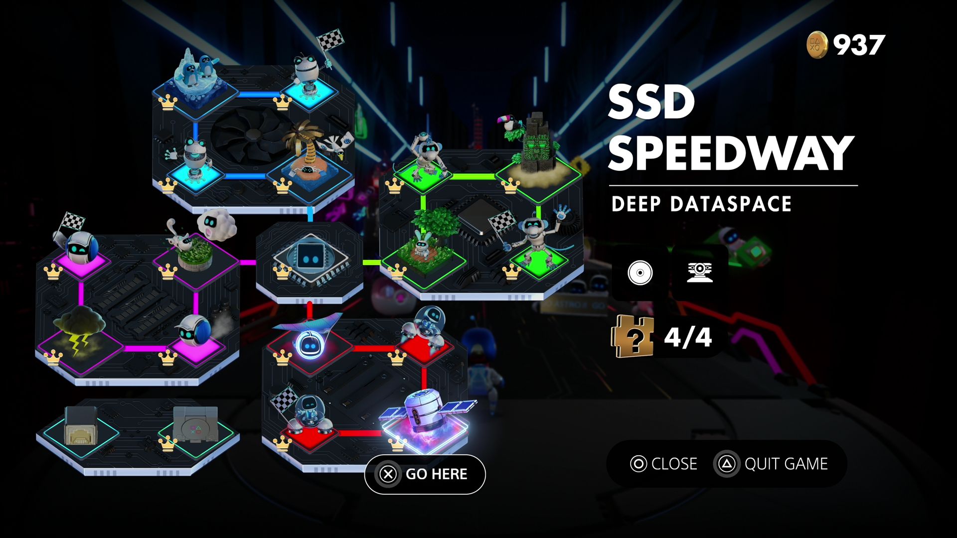 A map shows the SSD Speedway Deep Dataspace location in Astro’s Playroom