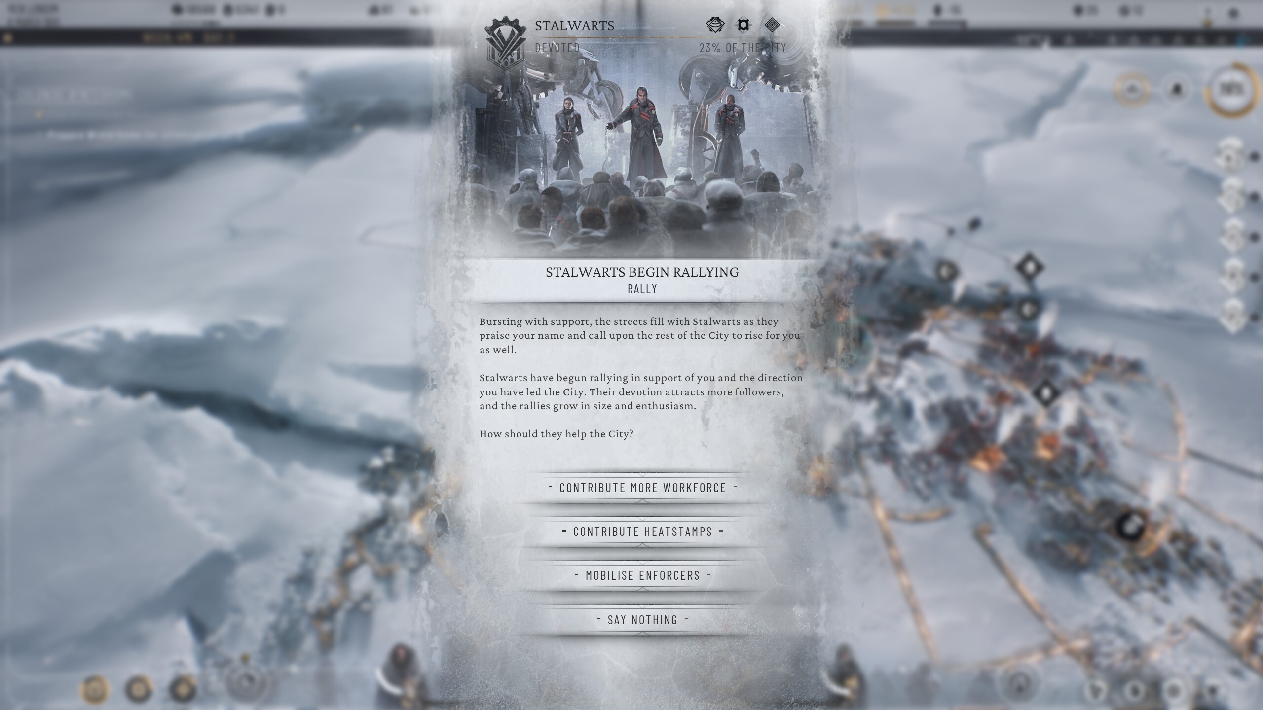 Frostpunk 2 workforce - Devoted faction offer