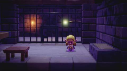 Zelda sits in a jail cell in Hyrule Castle Undeground in Echoes of Wisdom