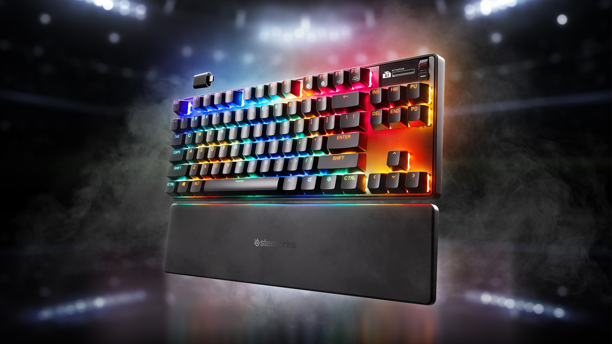 SteelSeries Apex Pro 3 gaming keyboard colourful shot