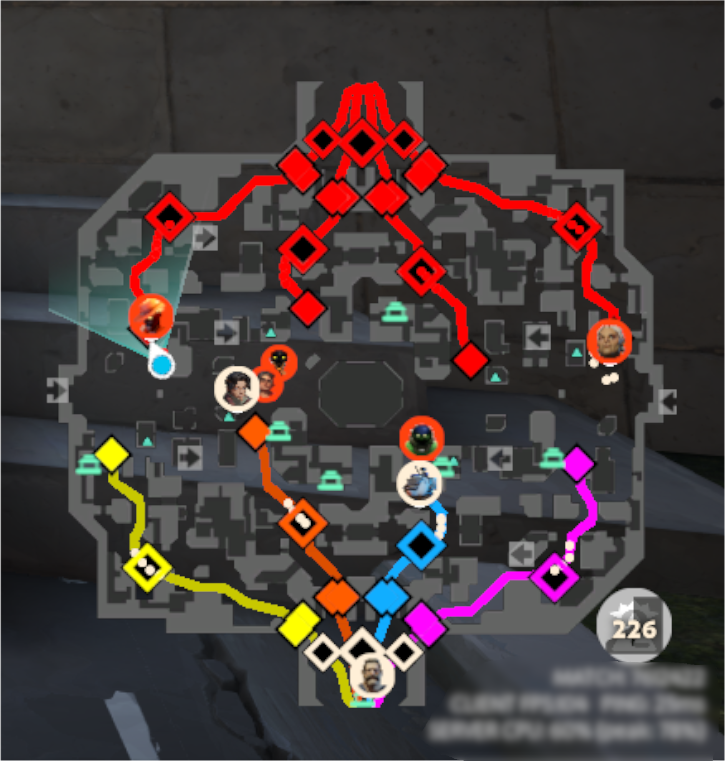 A minimap from your average game of Deadlock.