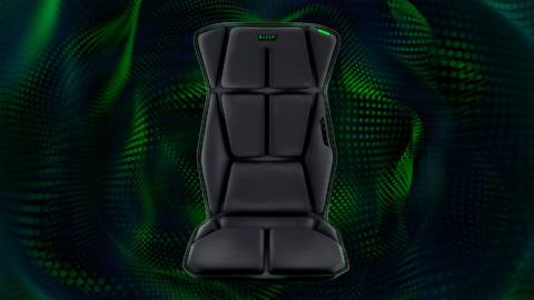 Razer's Freya haptic cushion on a gaming chair.