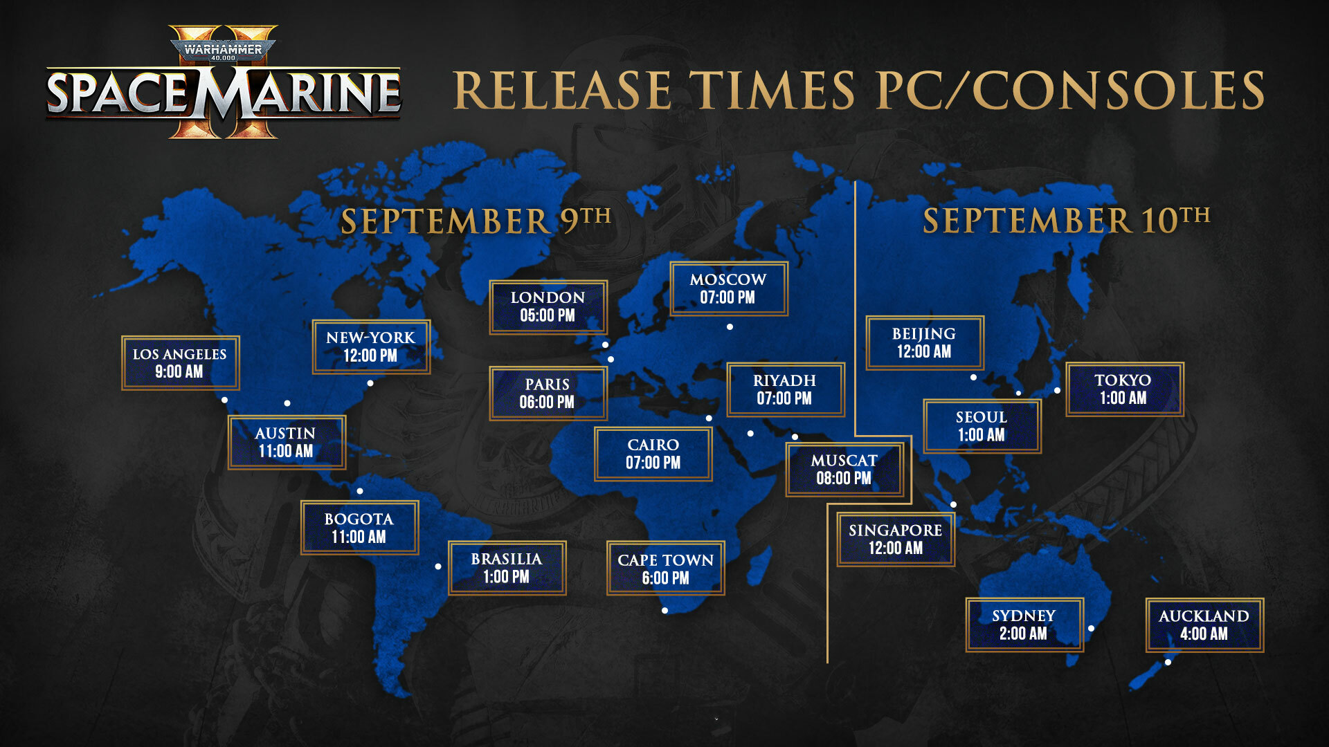 Space Marine 2 global release times