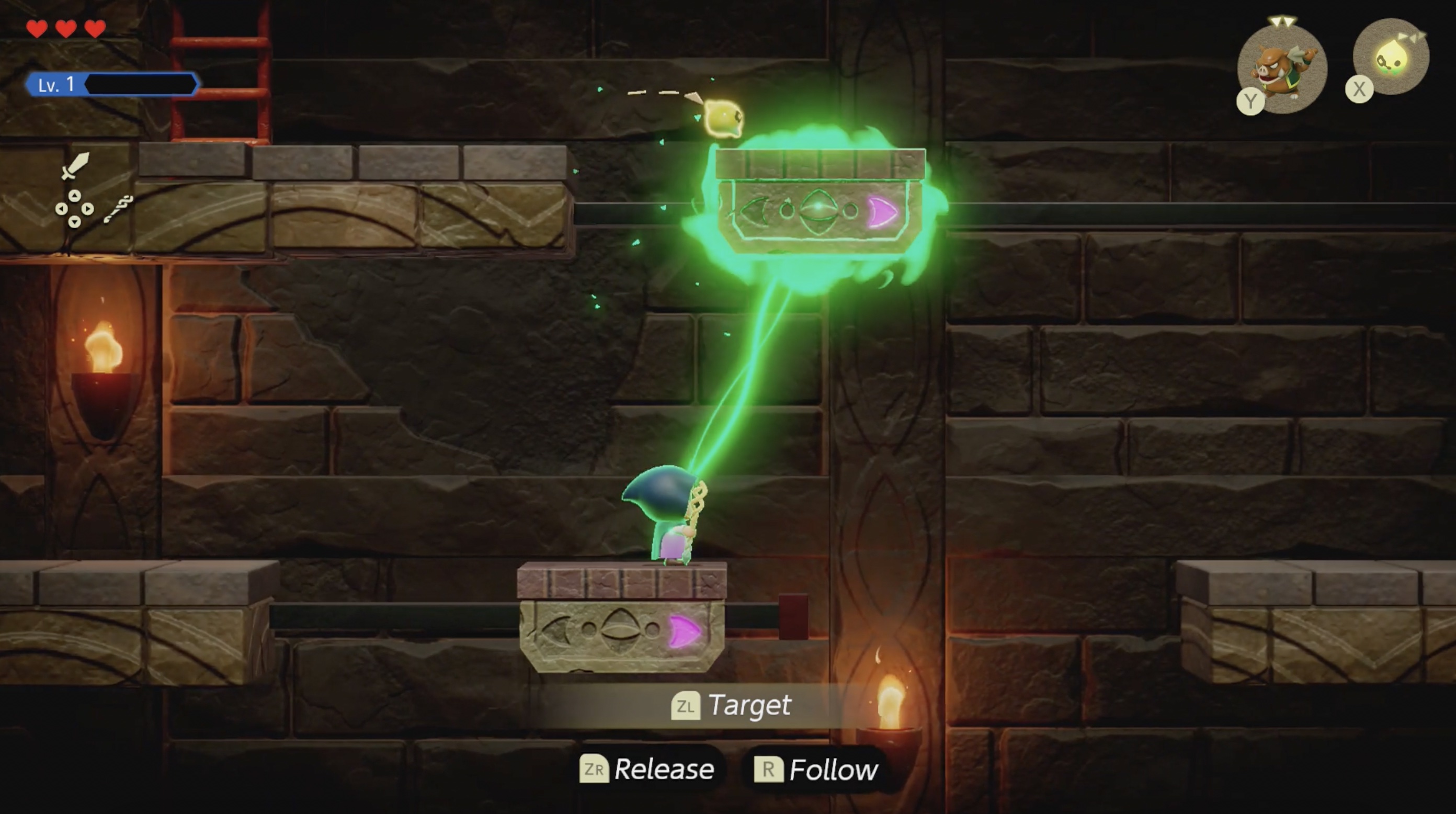 Zelda uses Reverse Bind on two platforms in Suthorn Ruins in Echoes of Wisdom