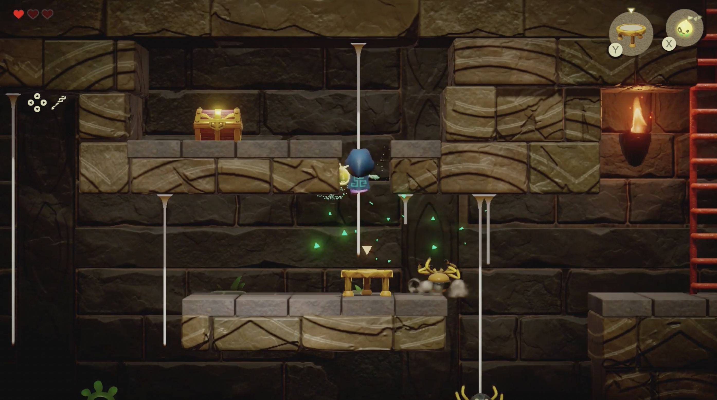 Zelda climbs to the Suthorn Ruins dungeon map in Echoes of Wisdom