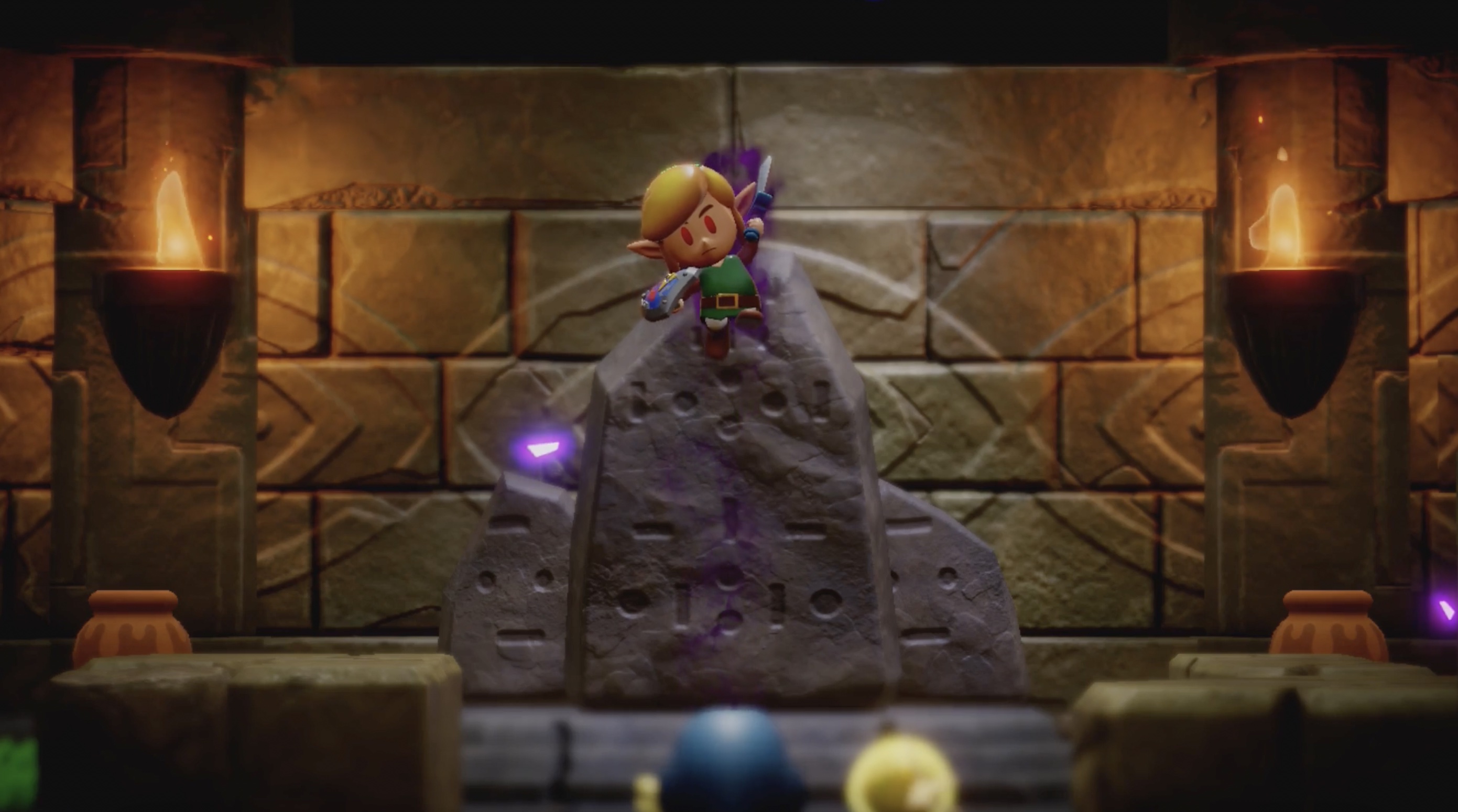 Link jumps at Zelda in Suthorn Ruins in Echoes of Wisdom