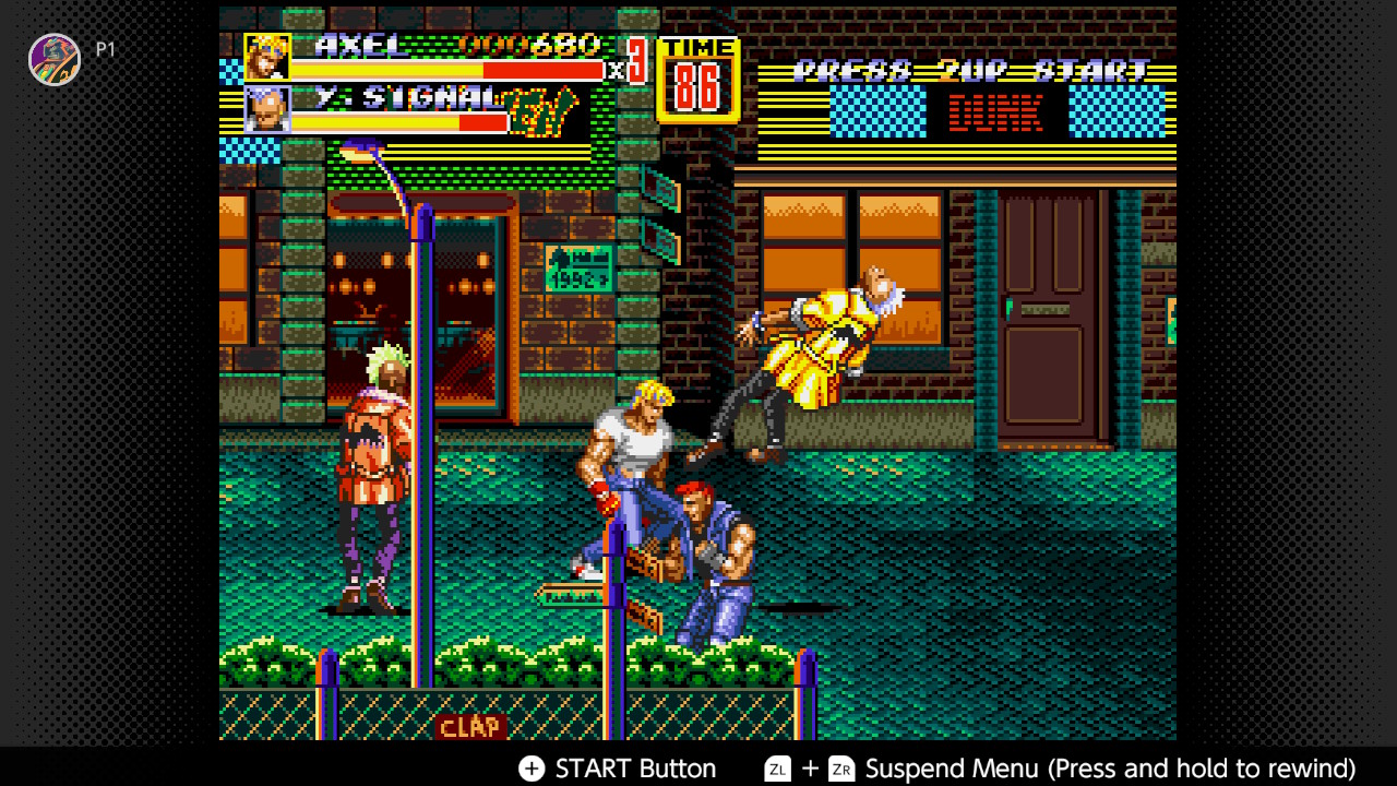 Players brawl through the street in Streets of Rage 2 Players brawl through the street in Streets of Rage 2