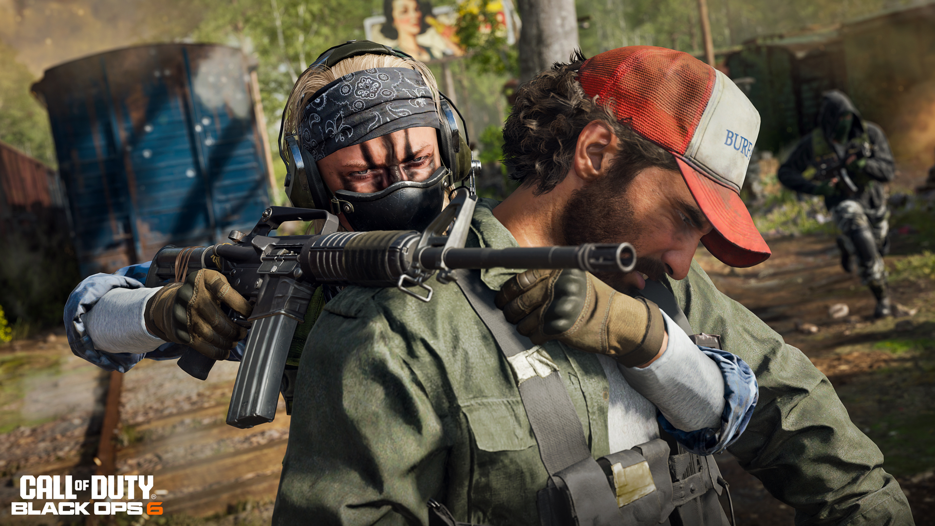 Call of Duty: Black Ops 6 image - dude in a mask using a dude in a trucker hat as a meat shield