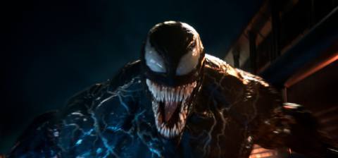 Venom leaping towards the camera