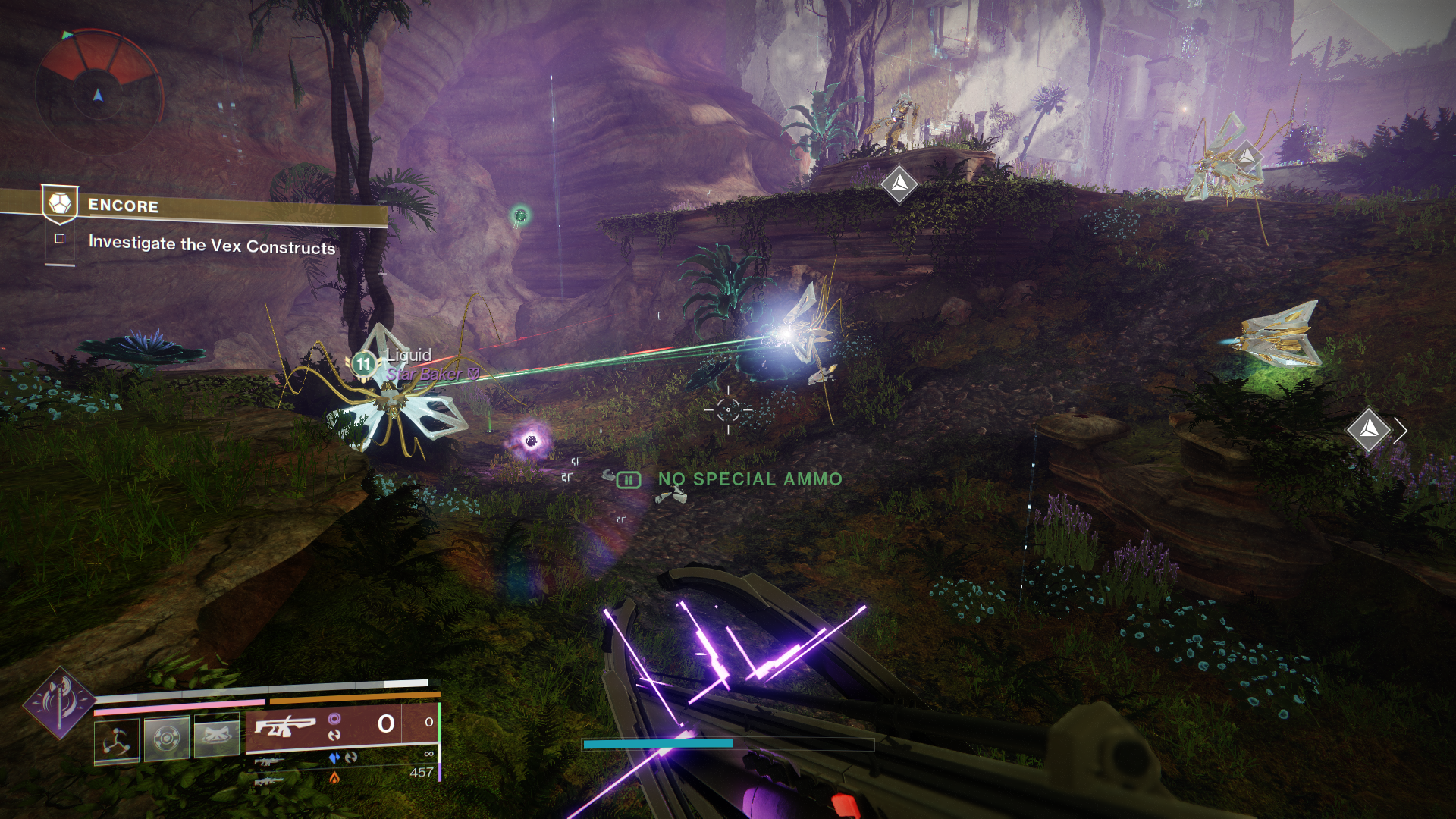 A Guardian hunts down purple anomalies in the Encore Exotic mission in Destiny 2 A Guardian hunts down purple anomalies in the Encore Exotic mission in Destiny 2