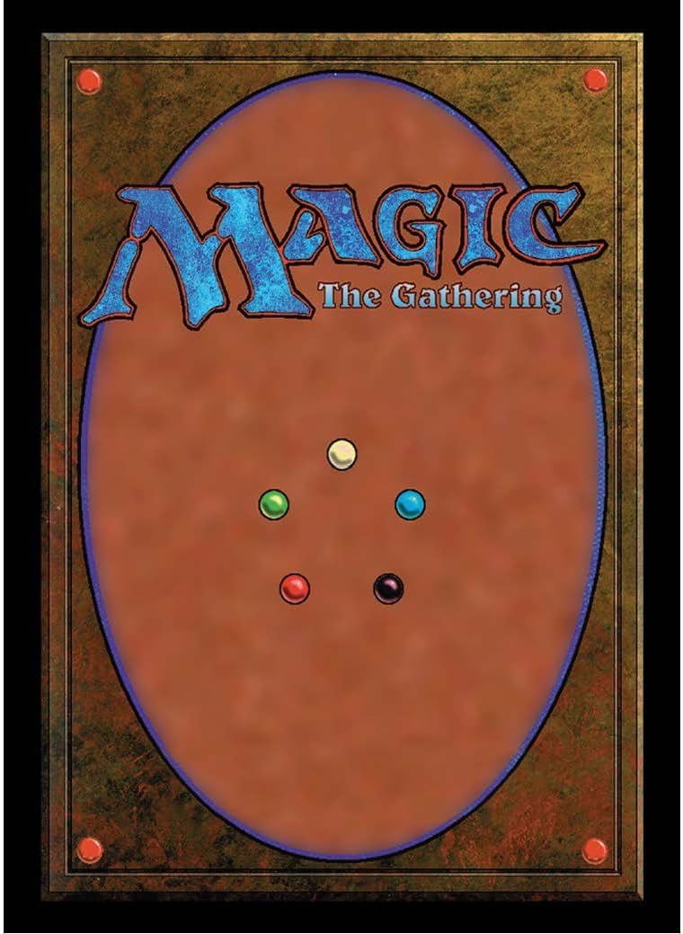 The classic card back of a Magic: The Gathering card, showing a faux marble plinth and five colored gems.