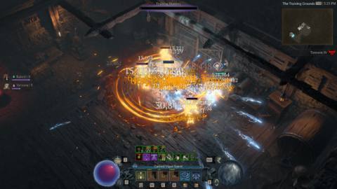 Diablo 4 spiritborn character in combat with a barrage of damage numbers in the billions