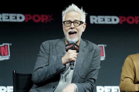 James Gunn speaks at the DC Studios Creature Commandos panel during New York Comic Con 2024 at The Jacob K. Javits Convention Center on October 19, 2024 in New York City.