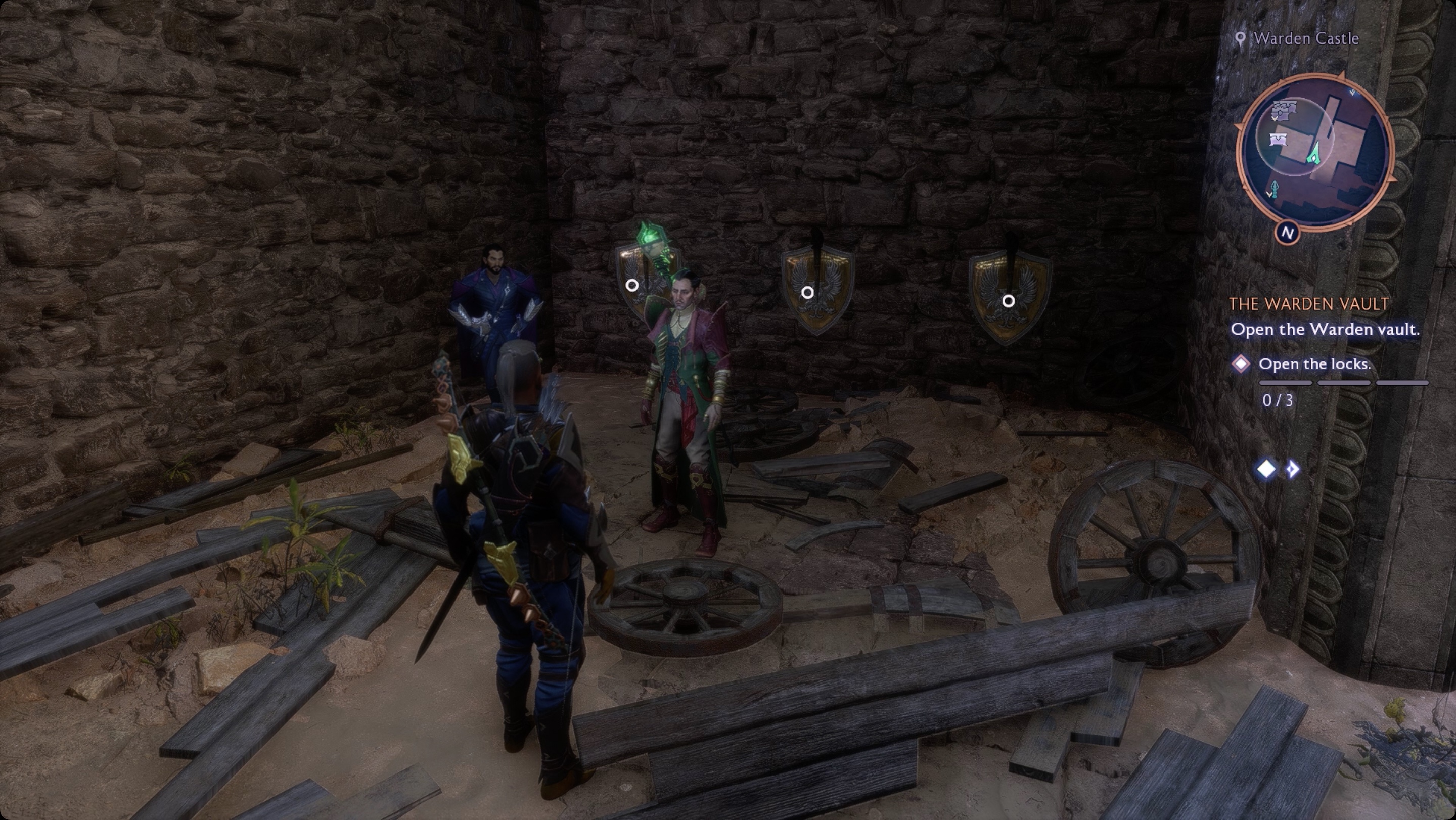 Rook stands near levers for one of the locks in the Warden Vault in Dragon Age the Veilguard